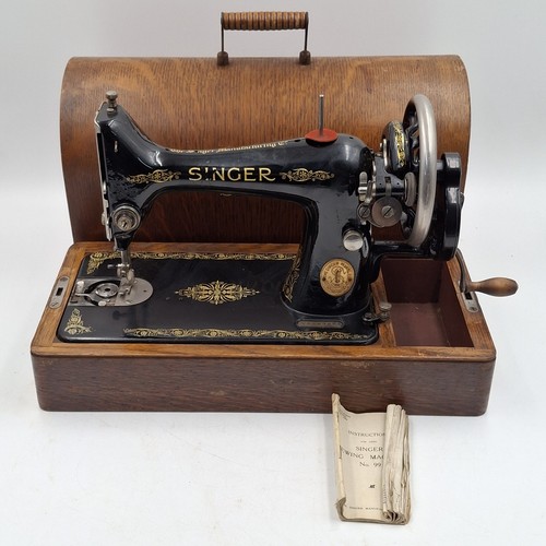 Singer 99k hand crank sewing - 99k,